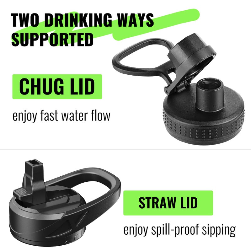 EALGRO 64 oz Glass Water Bottle With Straw and Handle, Half Gallon Sports Motivational Water Jug Flask with Silicone Sleeve, Large Water Cup with Time Marker for Travel, Gym, Black - Image 2