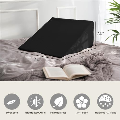 PlanetofBamboo Bamboo Viscose Top Layer Wedge Pillow Case Cover 24" L x 24" W x 7.5" H, Moisture-Wicking, Cooling and Breathable Wedge Pillow Cover with Zipper - Image 4
