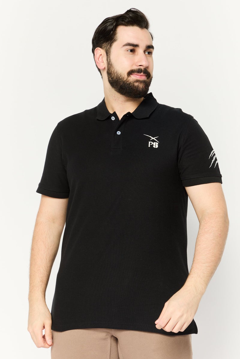 PHILIPP PLEIN Plein Sport Men Sportswear Fit Short Sleeve Outdoor Polo, Black - Image 1