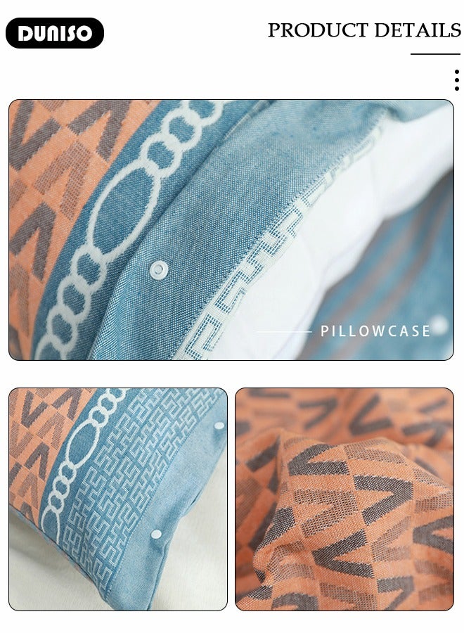 DUNISO 2 PCS Cotton Pillow Cases, 100% Cotton Washable Pillow Covers, Soft Breathable Pillow Covers with Side Button, Detachable Twill pattern Bed Pillowcases for Men and Women - Image 2