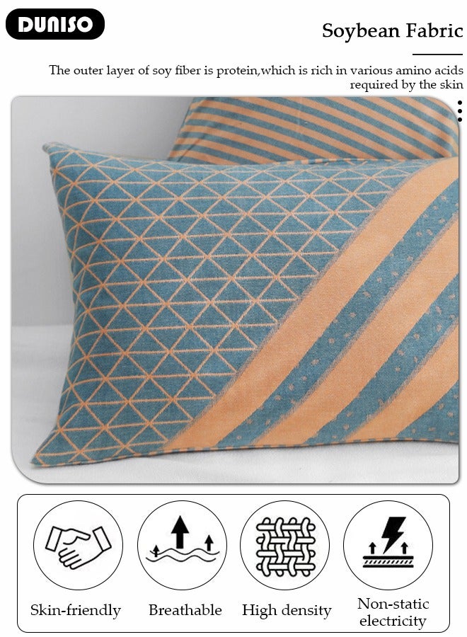 DUNISO 2 PCS Cotton Pillow Cases, 100% Cotton Washable Pillow Covers, Soft Breathable Pillow Covers with Side Button, Detachable Twill pattern Bed Pillowcases for Men and Women - Image 3