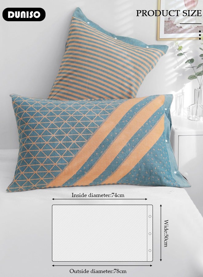 DUNISO 2 PCS Cotton Pillow Cases, 100% Cotton Washable Pillow Covers, Soft Breathable Pillow Covers with Side Button, Detachable Twill pattern Bed Pillowcases for Men and Women - Image 4