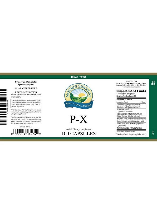 Nature's Sunshine P X 100 Capsules - Image 3