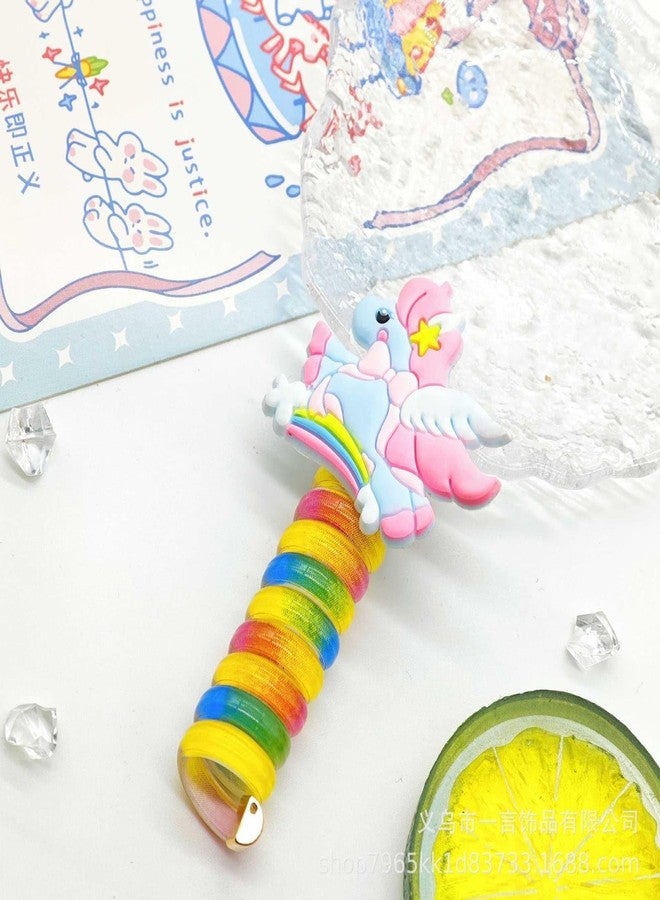 MYSELF Unicorn Hair Bands for Girls, Spiral Hair Ties, Colorful Telephone Line Hair Bands, Ponytail Holders, Hair Accessories, 5 Pcs - Image 5