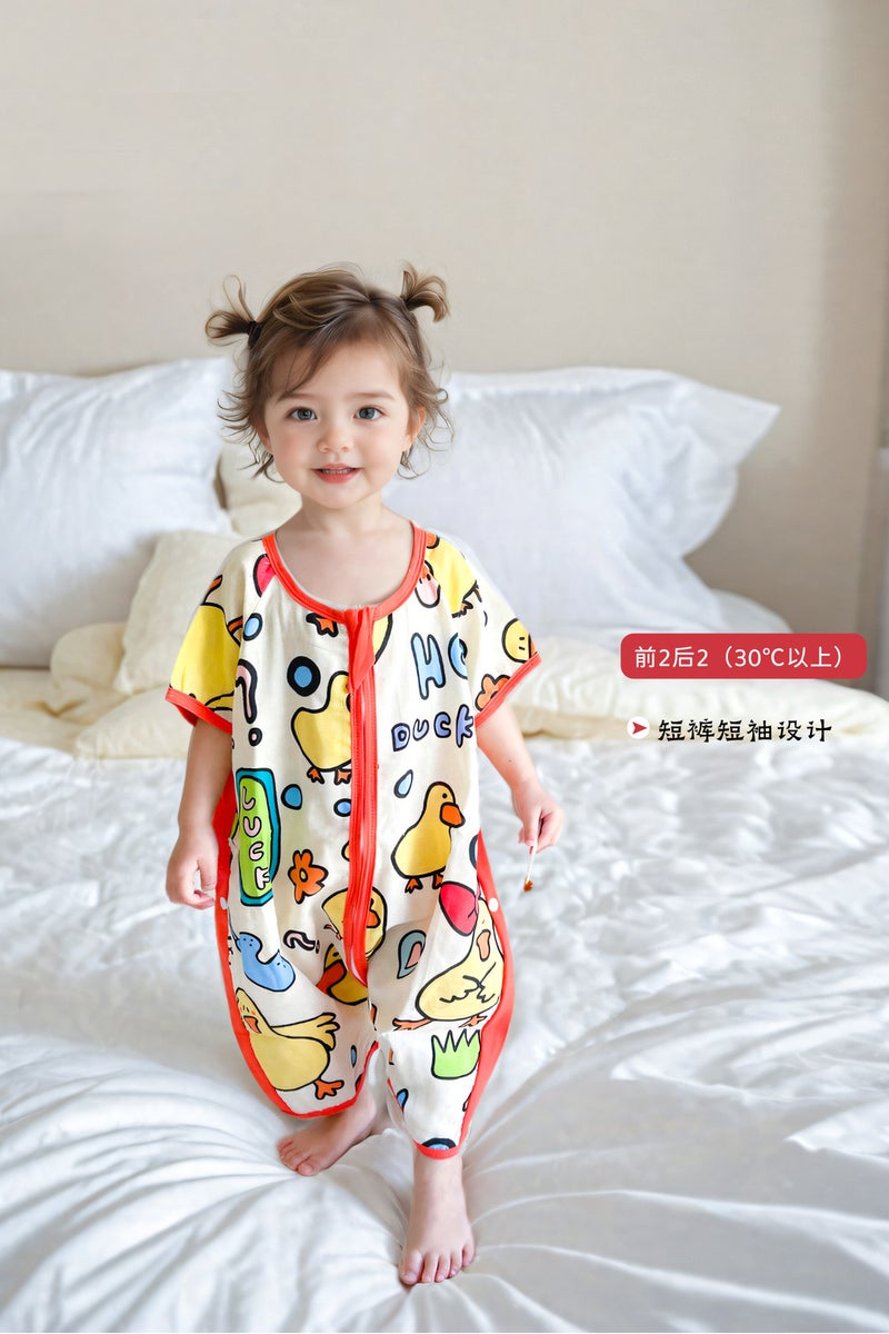 Superman Doudou Spring and Summer Thin Baby Gauze Sleeping Bag Baby Short-sleeved Leg Kick-proof Quilt for Middle and Big Children All Seasons Ugly Duckling (Top 2 and Rear 2 Gauze) Broken Code Special Price 
