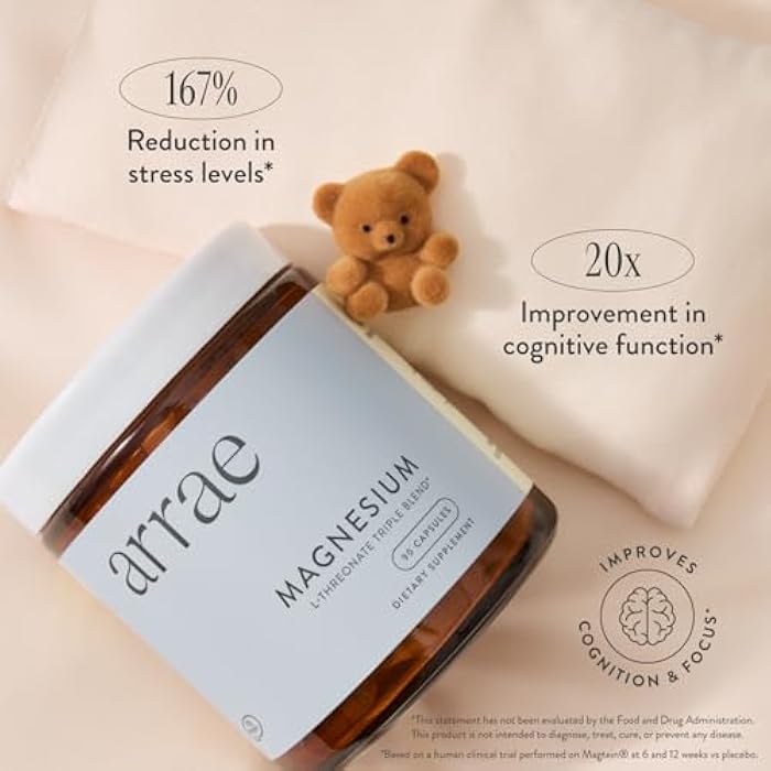 Arrae Magnesium Supplement, Magnesium Glycinate, Citrate & L-threonate, 250 mg, Support Mood, Sleep, Nerves, and Muscles,90 Capsules - Image 5