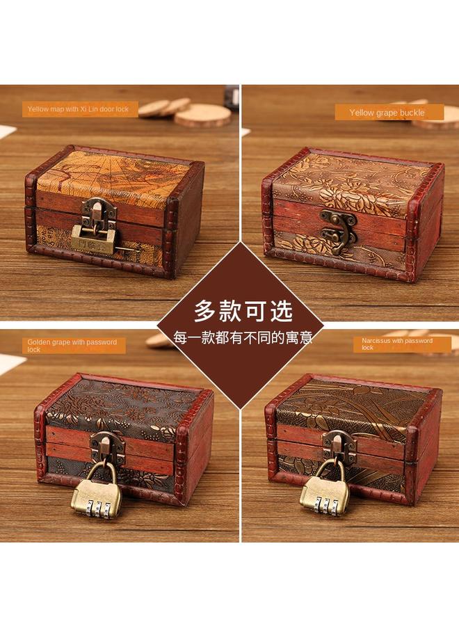 Bluejw European Style Vintage Jewelry Storage Wooden Box Antique Handmade Old Square Product Packaging Wooden Box Can Be Locked - Image 3