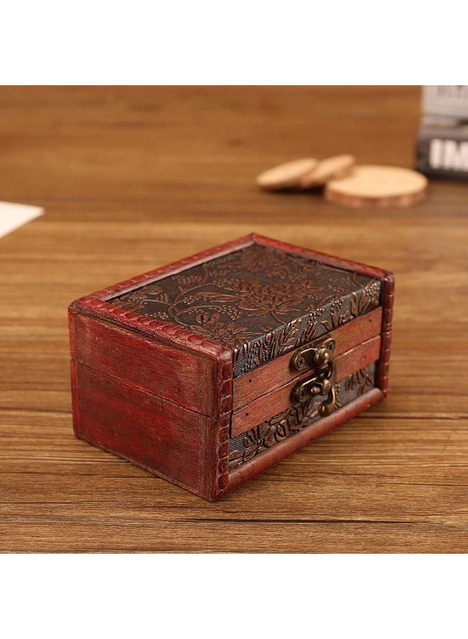 Bluejw European Style Vintage Jewelry Storage Wooden Box Antique Handmade Old Square Product Packaging Wooden Box Can Be Locked - Image 5