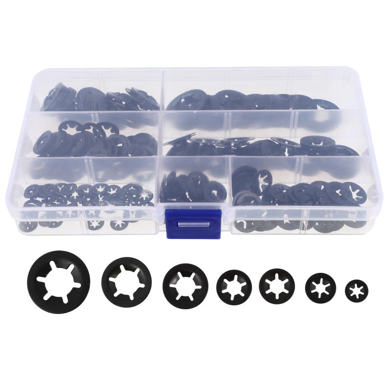 280pcs Manganese Steel Internal Tooth Lock Washers Assortment Kit for Industrial Mechanical Fastening - Image 2