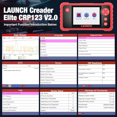 LAUNCH CRP123 V2.0 Elite OBD2 Scanner, 2025 New Engine/ABS/SRS/Transmission Car Diagnostic Tool With Oil Reset/Throttle Adaption/SAS Relearn , Check Engine Code Reader, Lifetime Free Update Scan Tool - Image 4