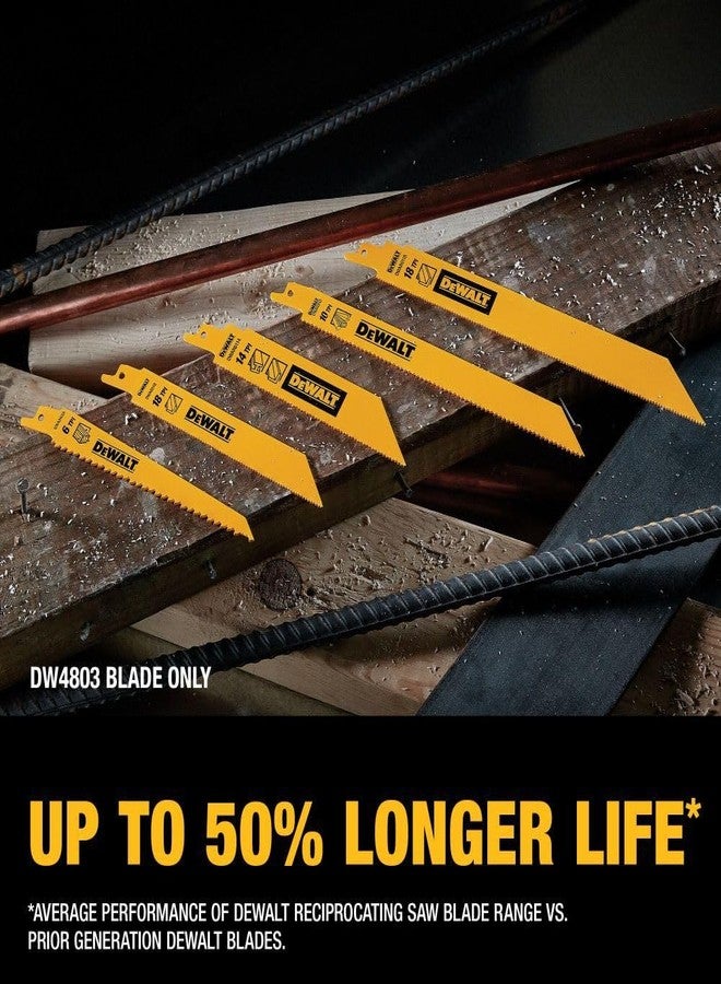 DEWALT Reciprocating Saw Blades, Tapered Back, Bi-Metal, 9-Inch 6-TPI, 5-Pack (DW4803) - Image 4