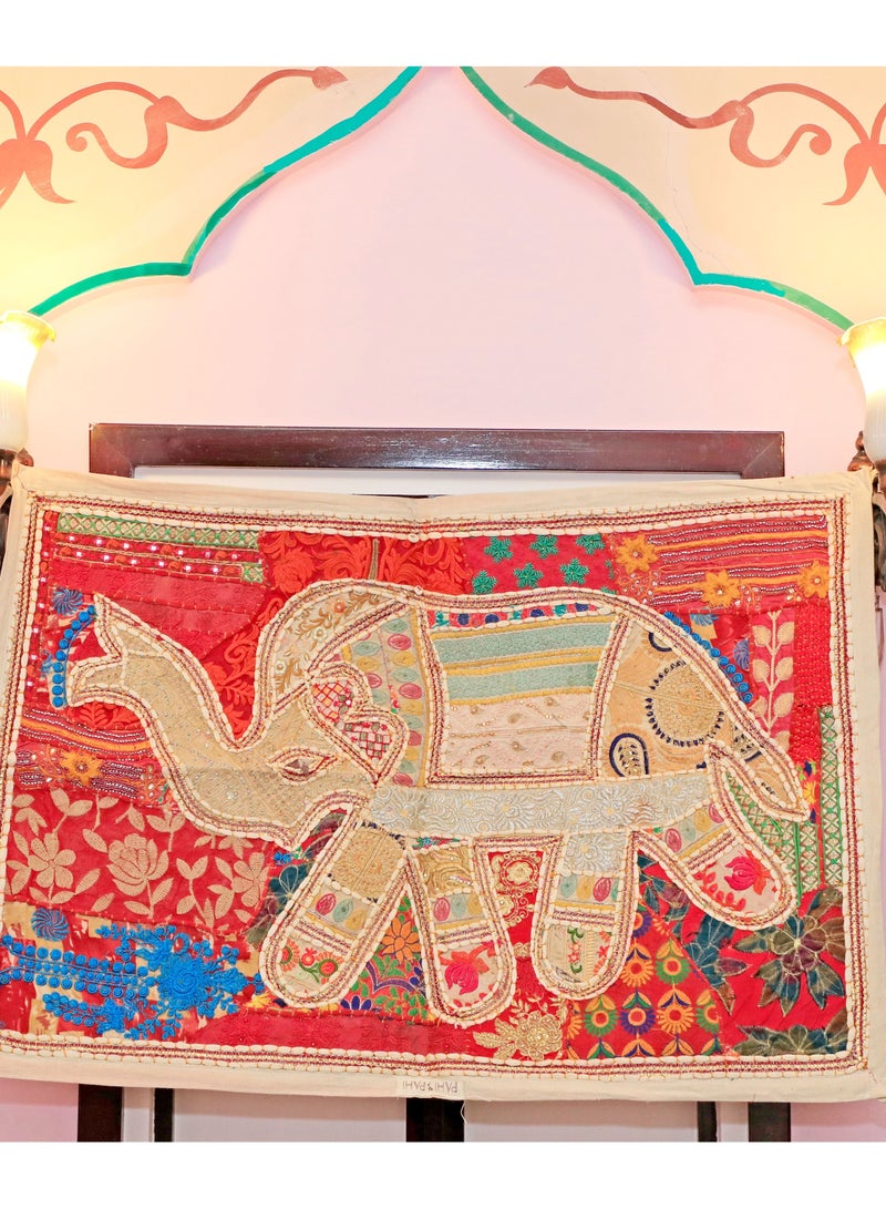 PAHI HAND EMBROIDERED VINTAGE WALL HANGING/WALL DECOR/TAPESTRY,RAJASTHANI HOME DECOR,60X90 CMS DRY CLEAN ONLY - Image 1