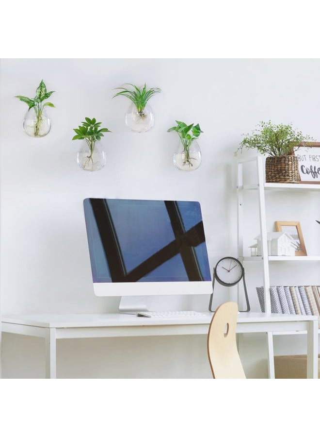 Dahey Propagation Stations Wall Hanging Planters Glass Wall Mounted Vases Oblate Terrarium for Flowers Hydroponics Indoor Plants Home Bathroom Office Decor 4 Pack - Image 5