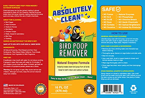 Absolutely Clean Amazing Bird Poop Remover - Just Spray/Wipe - Safely & Easily Removes Bird Messes - Use Indoor/Outdoor - Made in The USA - Image 4