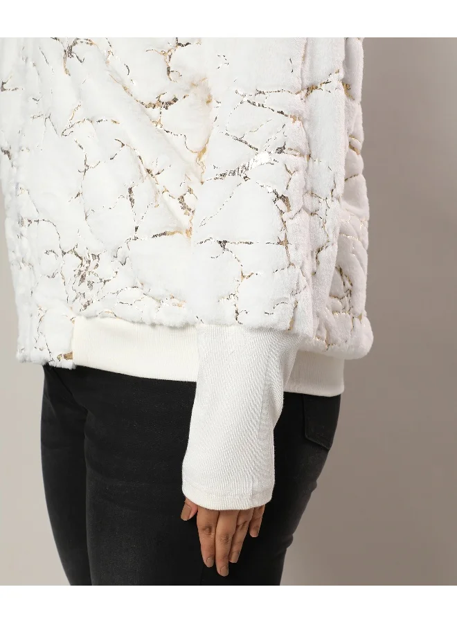 انستافاب بلس سترة نسائية من الفرو الصناعي باللون البني الداكن