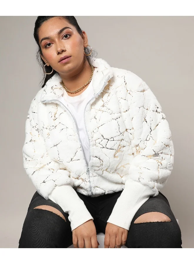 انستافاب بلس سترة نسائية من الفرو الصناعي باللون البني الداكن