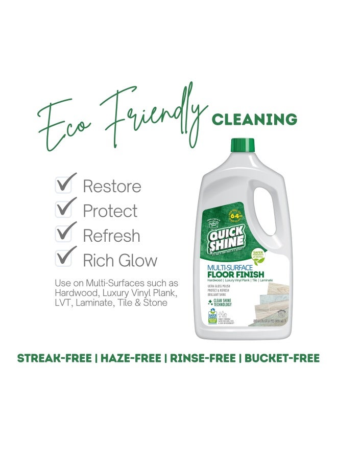 QUICKSHINE لمعان سريع لتشطيب الأرضيات متعددة الأسطح 64 أونصة منظف وملمع للاستخدام على الخشب الصلب واللامينيت والبلاط الفاخر من الفينيل والبلاط LVT والحجر خيار أكثر أمانًا بتقنية اللمعان النظيف حماية اللمعان والتجديد - Image 3