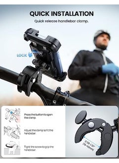 Lamicall Motorcycle Phone Mount Bike Phone Holder Upgrade Quick Install Handlebar Clip For Bicycle Scooter Cell Phone Clamp For Iphone 15 14 13 12 11 Pro Max Galaxy S22 And More 4.7 6.8 Inch Phone  - Image 4