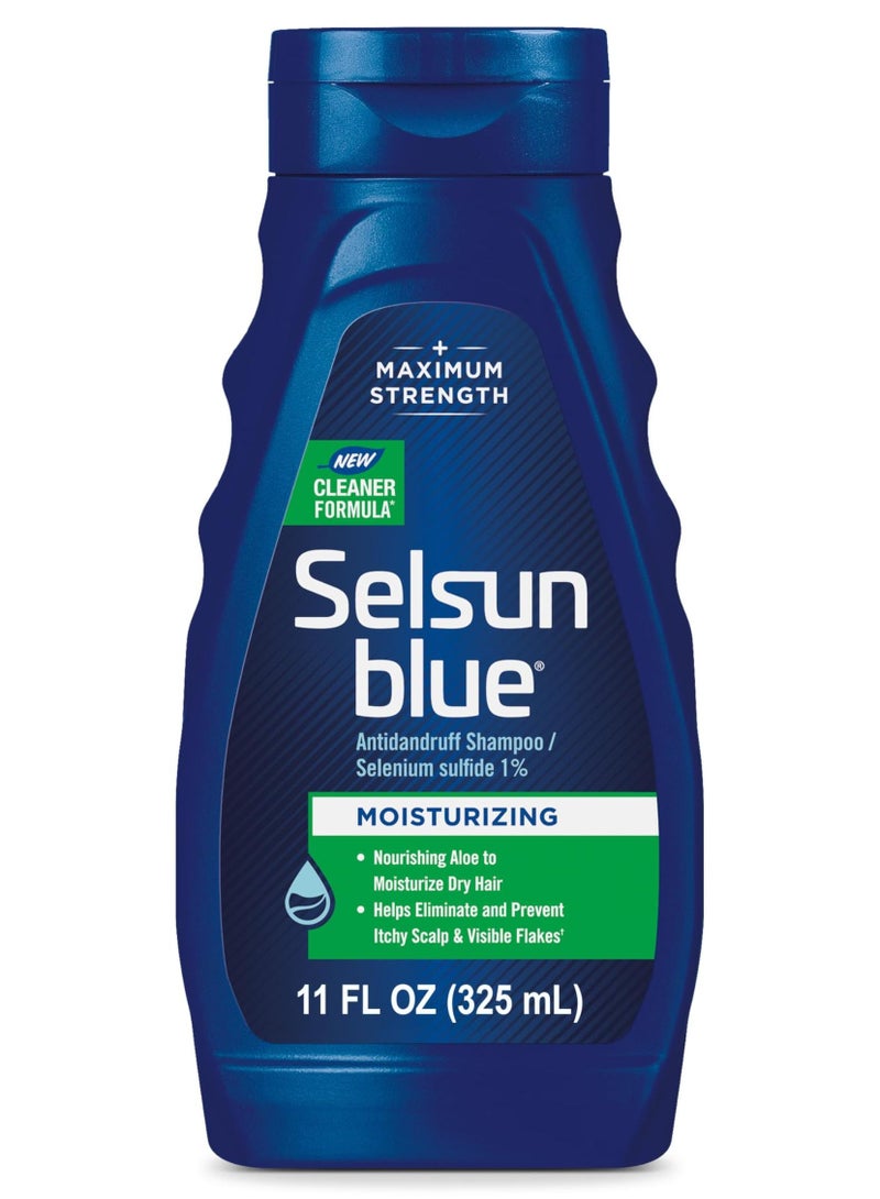 Selsun blue شامبو سيلسون بلو المرطب المضاد للقشرة مع الصبار، 11 أونصة سائلة، كبريتيد السيلينيوم 1% - Image 1