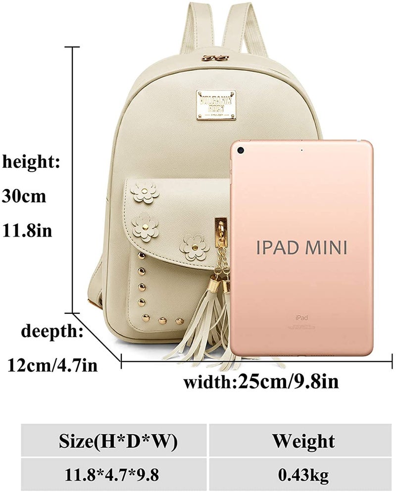 Floky Fashion Girls 3-PCS Fashion Cute Mini Leather Backpack sling & pouch set for Women - Image 4