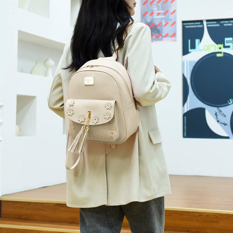 Floky Fashion Girls 3-PCS Fashion Cute Mini Leather Backpack sling & pouch set for Women - Image 5