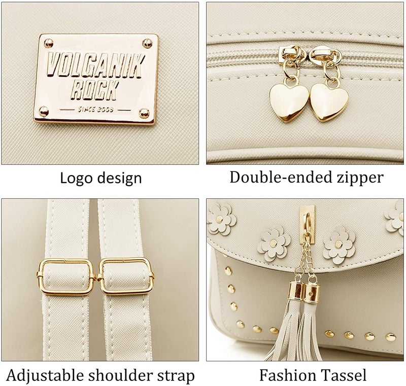 Floky Fashion Girls 3-PCS Fashion Cute Mini Leather Backpack sling & pouch set for Women - Image 3