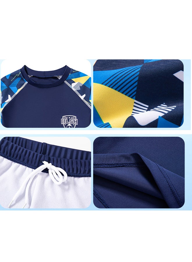 ملابس سباحة للأطفال مكونة من قطعتين، ملابس سباحة خفيفة الوزن بأكمام قصيرة للشاطئ - Image 2