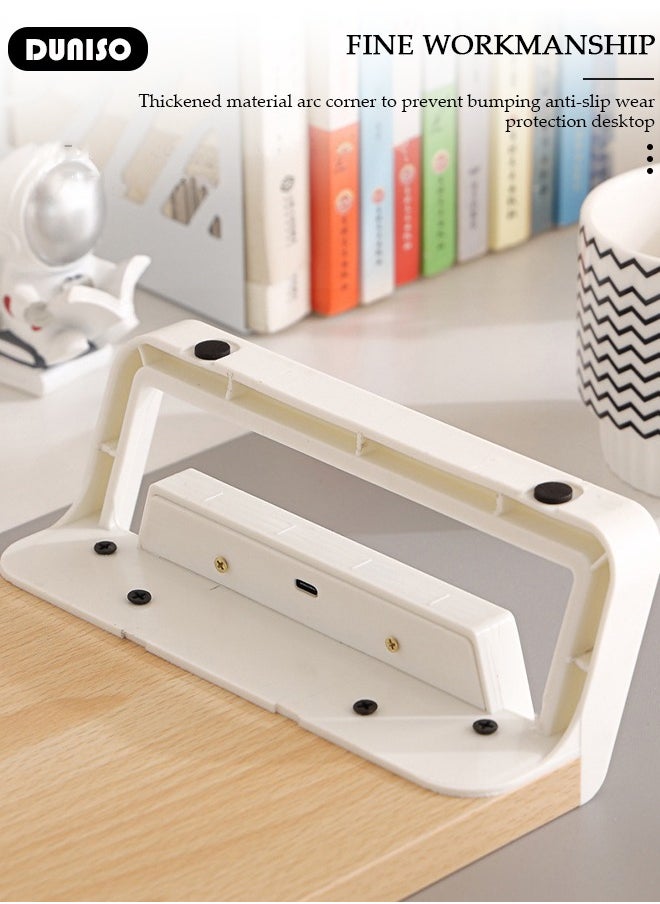 DUNISO - Desktop Monitor Stand Riser, Ergonomic Height Wood Desktop Riser Organizer, Laptop Stand Riser with USB Data Port, Desktop Computer Desk Organizer, PC/Laptop/TV/Printer Monitor Stand for Home Office Use - Image 1