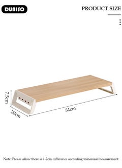 DUNISO Desktop Monitor Stand Riser, Ergonomic Height Wood Desktop Riser Organizer, Laptop Stand Riser with USB Data Port, Desktop Computer Desk Organizer, PC/Laptop/TV/Printer Monitor Stand for Home Office Use  - Image 4