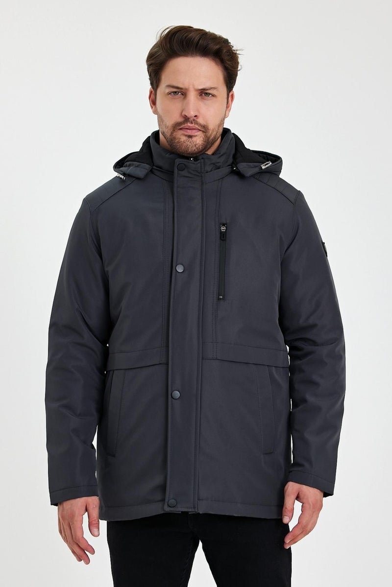 Sivaist Grey Thick Fur Lined Detachable Hooded Windproof and Waterproof Jacket&Coat  - Image 1