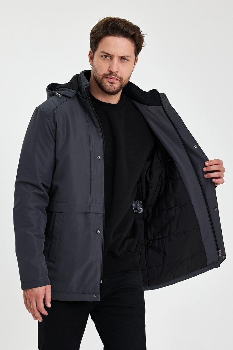 Sivaist Grey Thick Fur Lined Detachable Hooded Windproof and Waterproof Jacket&Coat  - Image 5