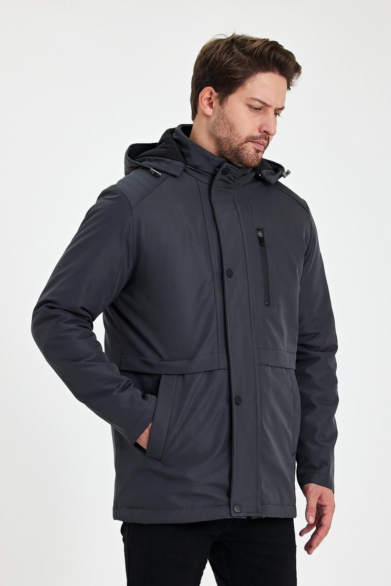 Sivaist Grey Thick Fur Lined Detachable Hooded Windproof and Waterproof Jacket&Coat  - Image 3