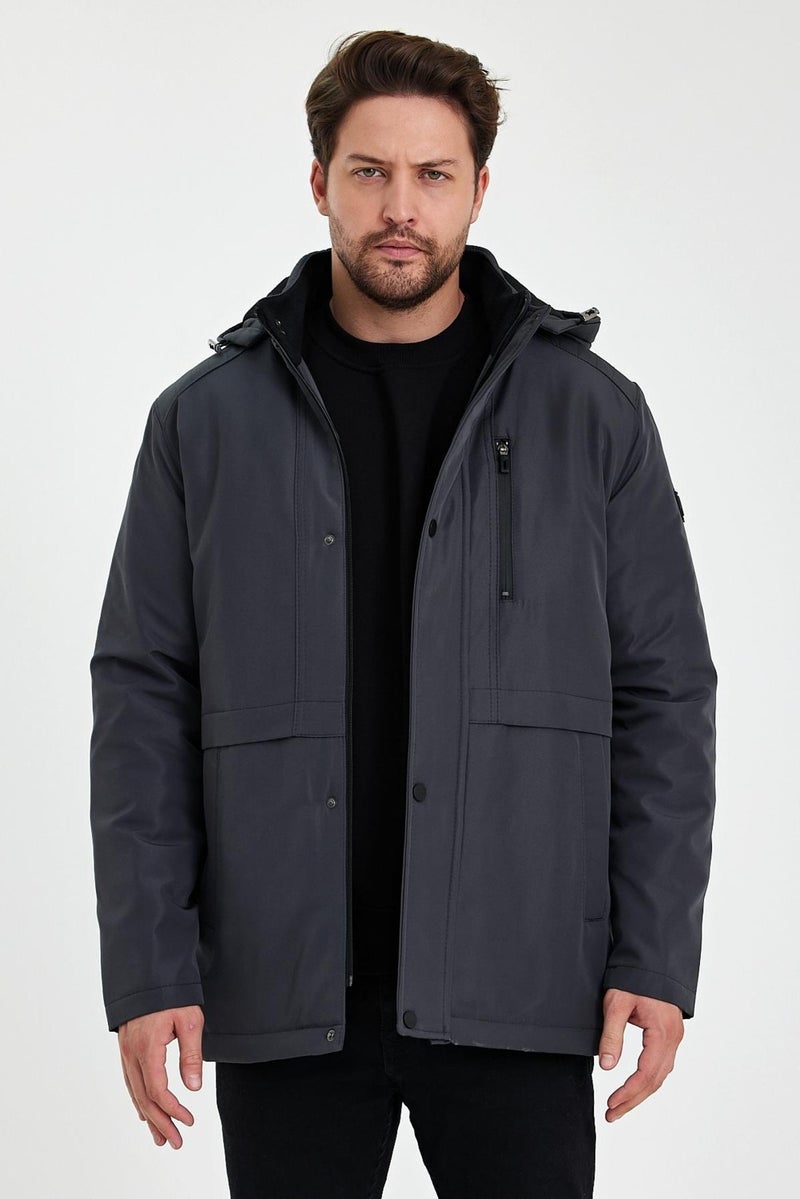 Sivaist Grey Thick Fur Lined Detachable Hooded Windproof and Waterproof Jacket&Coat  - Image 4