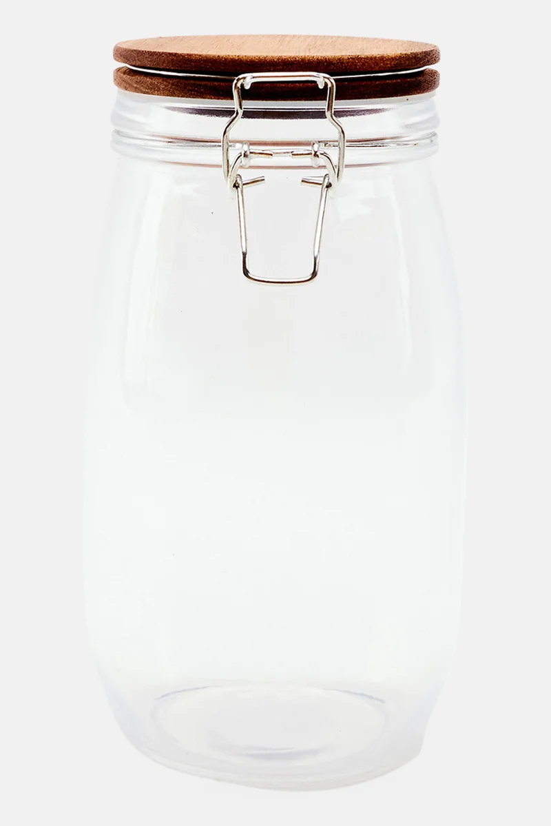 Muy Mucho Hermetic Closure Storage Jar, Transparent/Tan