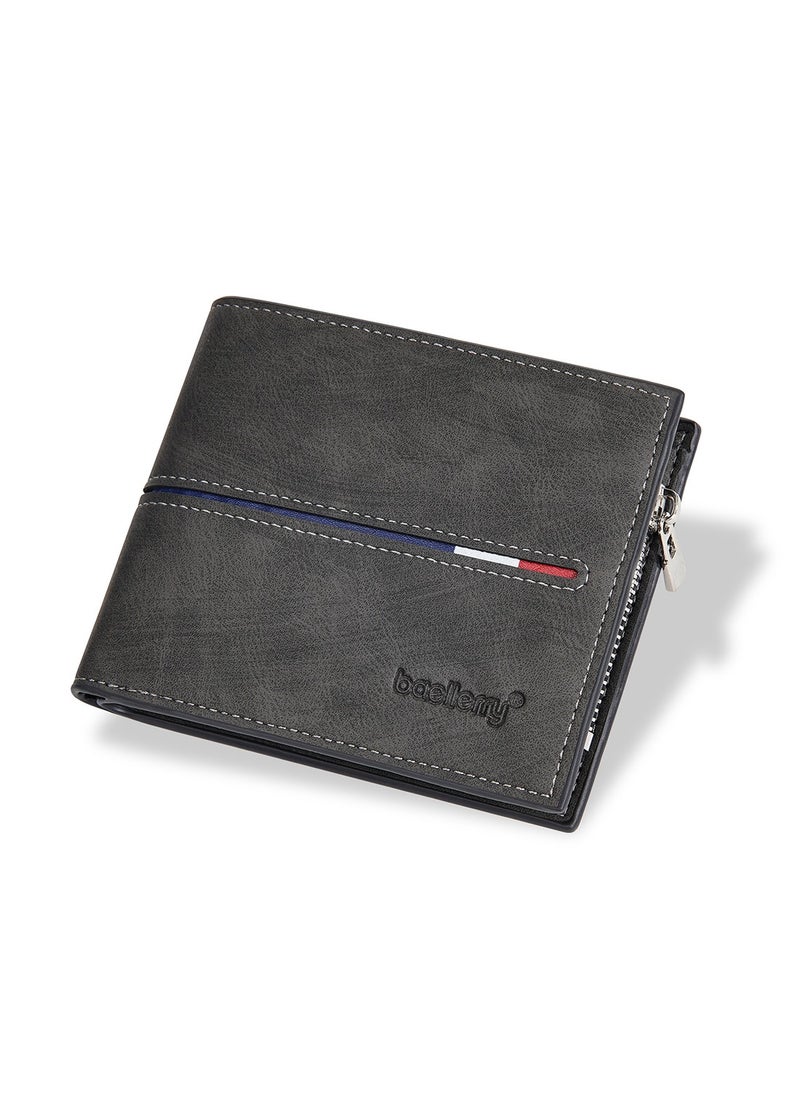 baellerry Leather Wallet for Men, Secure Zippered Wallet with RFID Blocking, Custom Birthday Gifts for Men, Son, Grandpa, and Boyfriend, Wedding, Anniversary, Graduate--Black  - Image 1