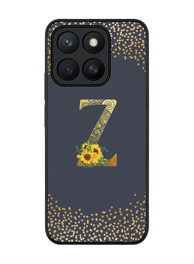Stylizedd For Honor X8c Case,Slim fit Camera Protection, Shockproof Thin Phone cover  - Custom Floral Monogram - Z  (Grey )