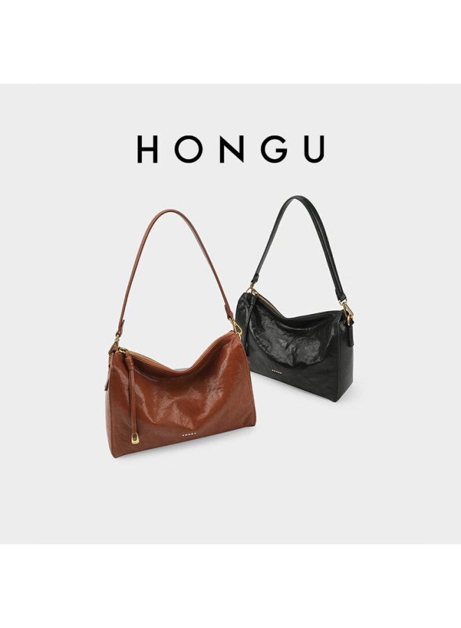 Hongu Women's Handbag, Vegetable Tanned Cowhide Leather Shoulder Underarm Bag, Large Capacity Crossbody Bag For Ladies, New Year Birthday Gift - Image 1