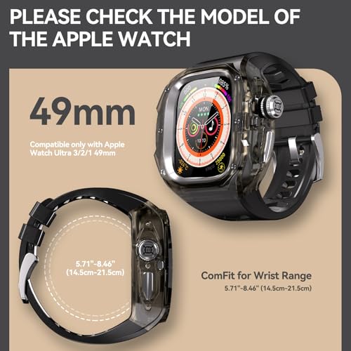 YOGRE for Apple Watch Ultra 321 49mm Case Rugged Case with Band for Apple Watch 49mm OneClick Open Design and Military Grade Shockproof Bumper Cover for Men and Women Black and Steel - Image 3