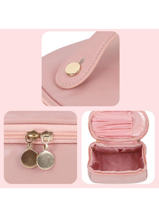 ADEMNEX Portable Cosmetic Bag, PU Leather Makeup Storage Bag, Multifunctional Vanity Bag with Handle, 30 cm (Pink) - Image 3