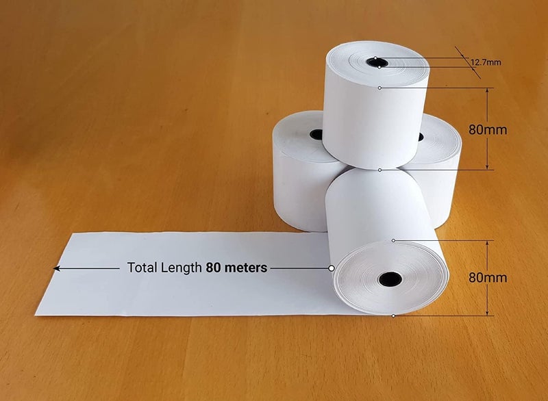 Maxi POS Receipt Thermal Paper Rolls - 80x80mm, 2 Rolls/Pack for Cash Registers - Image 4