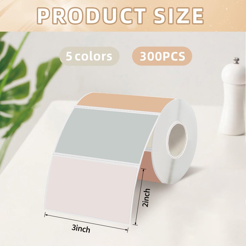 Starboling 3" x 2" Thermal Labels,Self-Adhesive Rectangle Thermal Printer Sticker,for Price,Barcode,Mailing,Nameï¼ˆBeige Gradientï¼‰ - Image 2