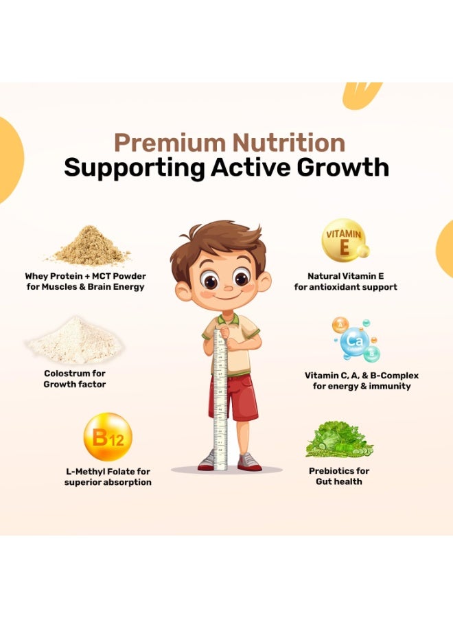 Miduty ProGrow+ Kids Chocolate Shake with Whey, MCT & Colostrum - Supports Growth, Energy, Brain & Immunity - With Active Vitamins, Minerals & Herbal Extracts - Chocolate, 400g - Image 4