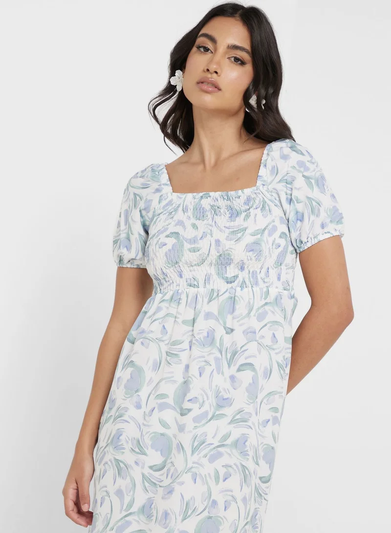 ELLA Floral Print Midi Dress