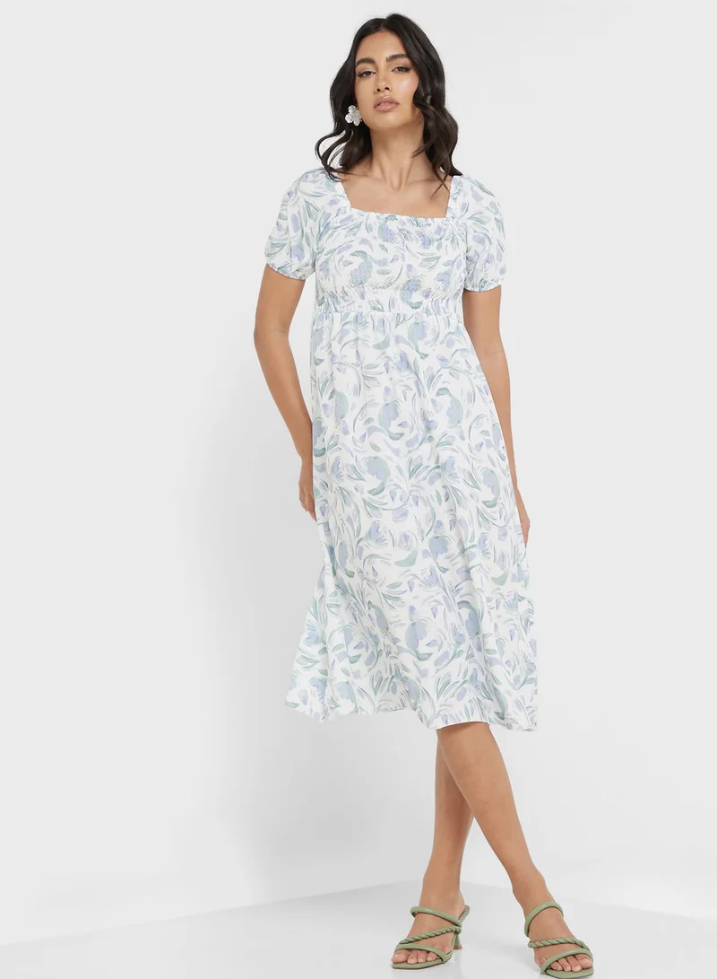 ELLA Floral Print Midi Dress