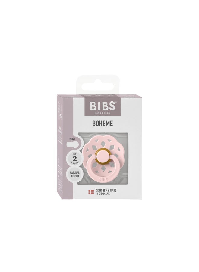 BIBS BIBS Pacifier Boheme 1 PACK | Round Nipple Baby Pacifier | BPA Free Natural Rubber Latex Soother | Made in Denmark | Size 2 (+6 months) Blossom  - Image 1