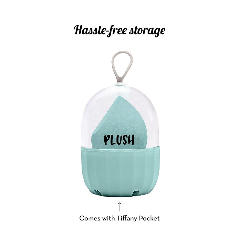 Plush Tiffany Tint Microfiber Beauty Blender with Case | Pear Cut Blender | Makeup Sponge That Saves Up to 60% Makeup | | For All Makeup Formulations | Cruelty-Free | Latex-Free | Vegan - Image 4