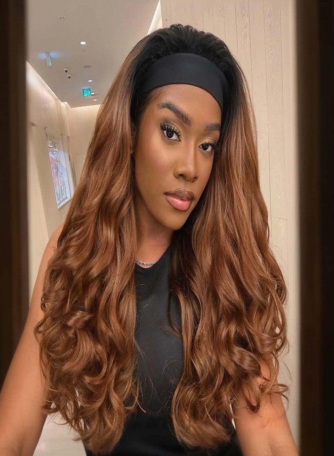 Quantum Love Yaki Curly Headband Wigs for Black Women Kinky Straight Mix Brown Headband Curly Ends Synthetic Wear and Go Glueless half Wig with Headbands Attached - Image 5