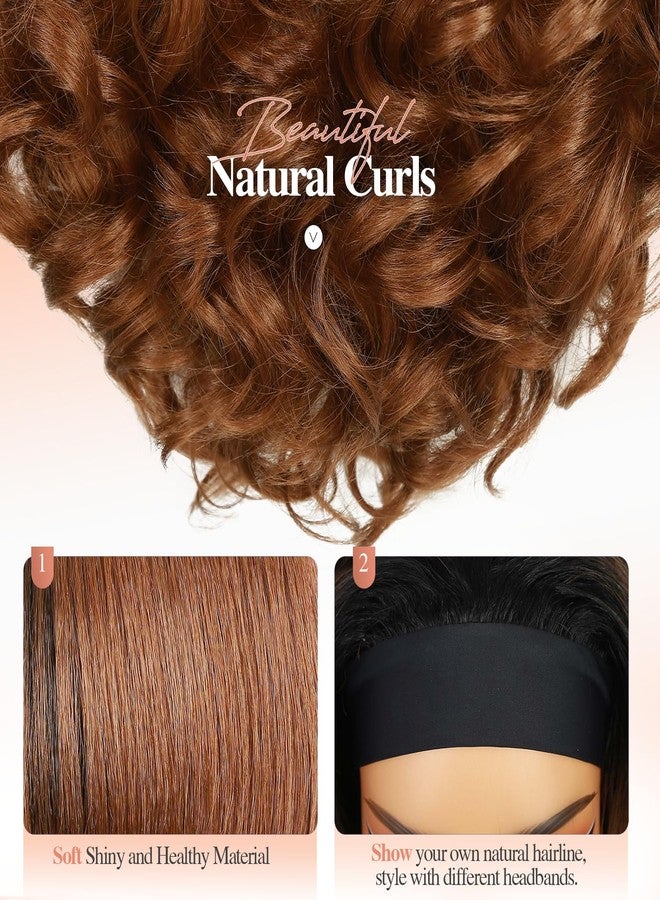 Quantum Love Yaki Curly Headband Wigs for Black Women Kinky Straight Mix Brown Headband Curly Ends Synthetic Wear and Go Glueless half Wig with Headbands Attached - Image 4