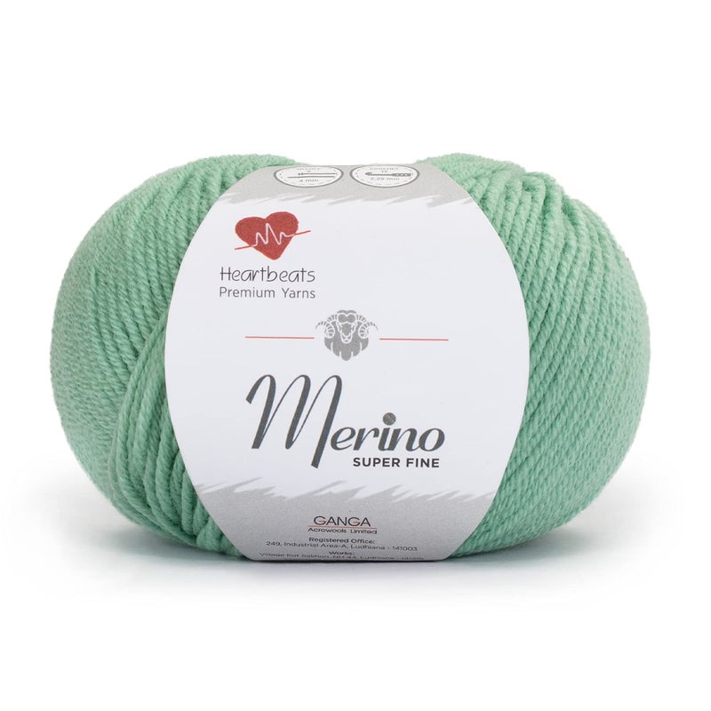 Heartbeats Merino Superfine,is 100% Pure New Wool Mark Certified. Oekotex Class 1 Certified. Pack of 2 Balls-50Gm Each. MSF5 Pistachio - Image 1