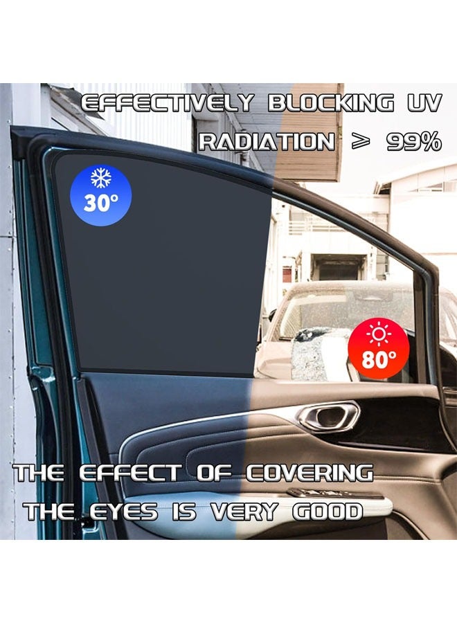 2 PCS Car Side Window Sun Shades with Magnetic, Auto Front Windshield Curtains, Privacy Side Sunshade Curtain for Baby, Heat Insulation and UV Protection, Universal Car Accessories(Black) - Image 4